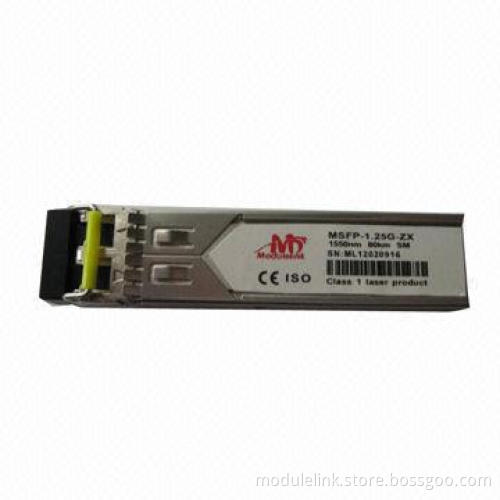Optical Module, SFP, 1.25Gbps, GE, 1,000base-ZX, SMF, 1,550Nm, 80km, with DDM